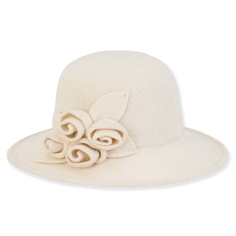 Soft Wool Hat with Rosettes – Adora Hats Ivory Medium (57 cm)