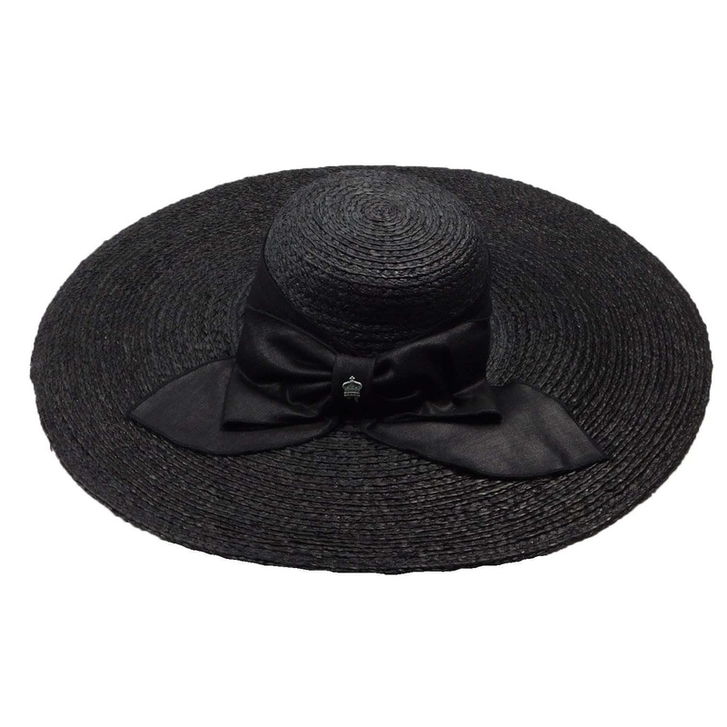 Christy’s Braided Raffia Extra Wide Brim Sun Hat Black Medium (57 cm)