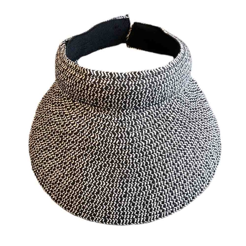 Clip On Straw Sun Visor with Comfort Band – JSA Hats Black and White Tweed