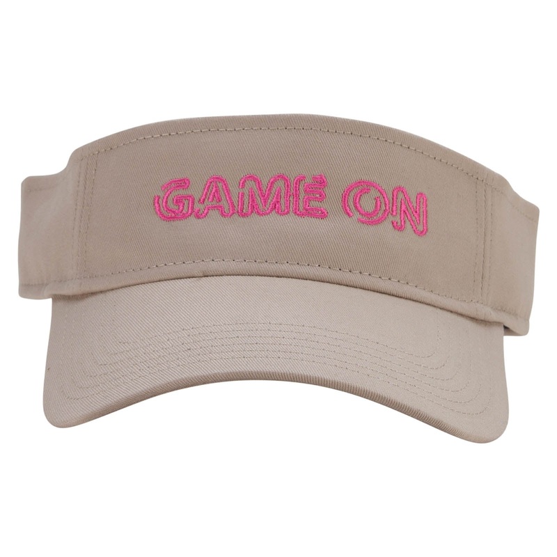 Game On Embroidered Cotton Twill Sun Visor Khaki One Size