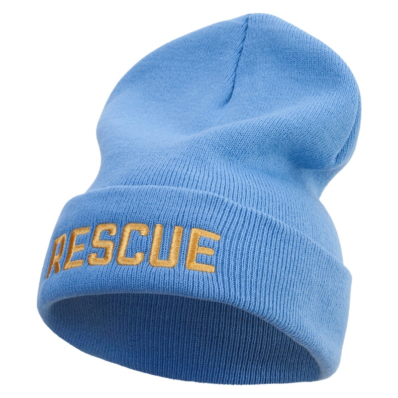 Golden Rescue Squad Embroidered 12 Inch Long Knitted Beanie Sky Blue One Size