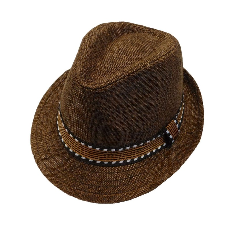 Kid’s Fedora Hat with Pattern Band – Brown Brown
