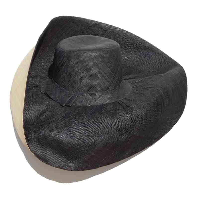 Madagascar Raffia Extra Large Brim Two Tone Beach Hat Black / Tan