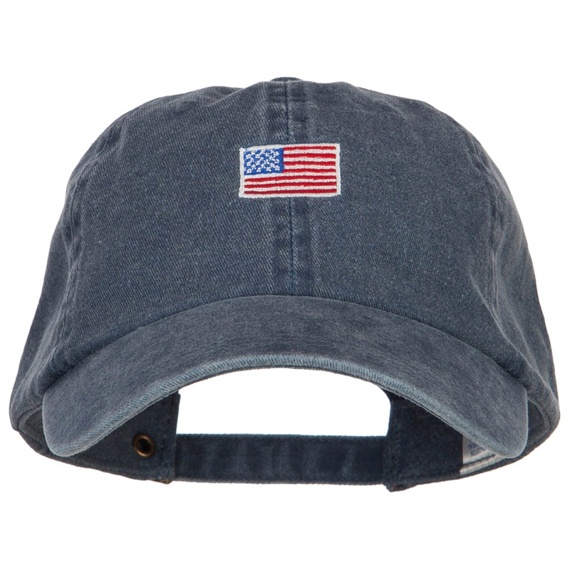 Mini American Flag Embroidered Wash Cap Navy One Size