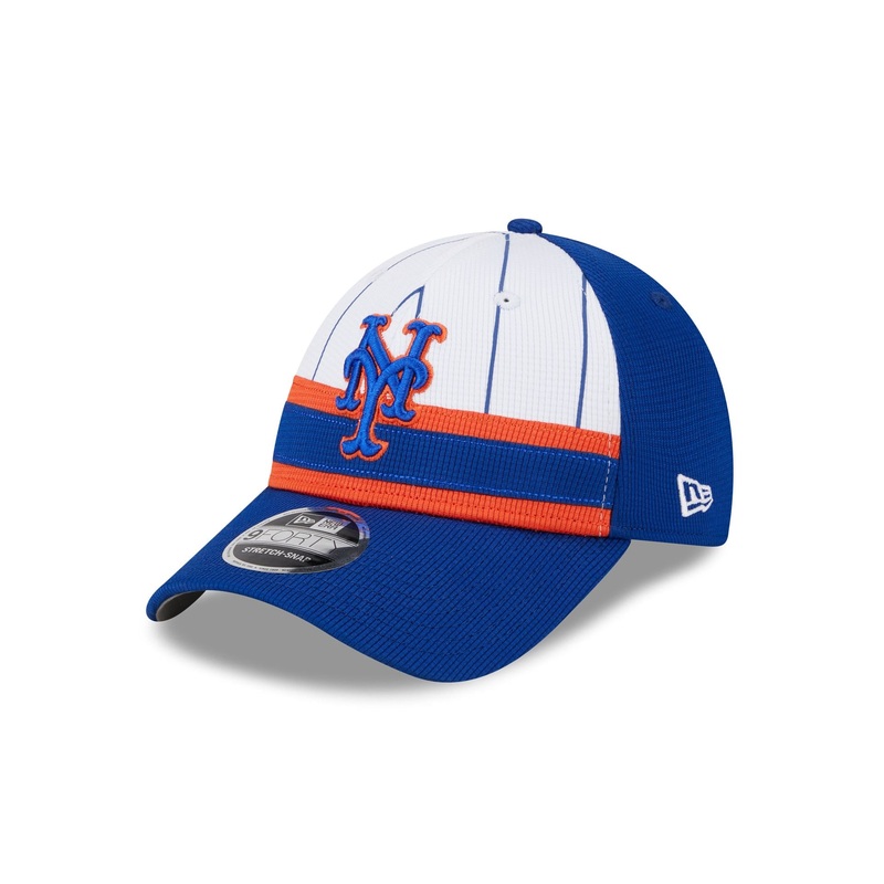 New York Mets 2025 Batting Practice Pinstripe 9FORTY Stretch-Snap Hat One Size