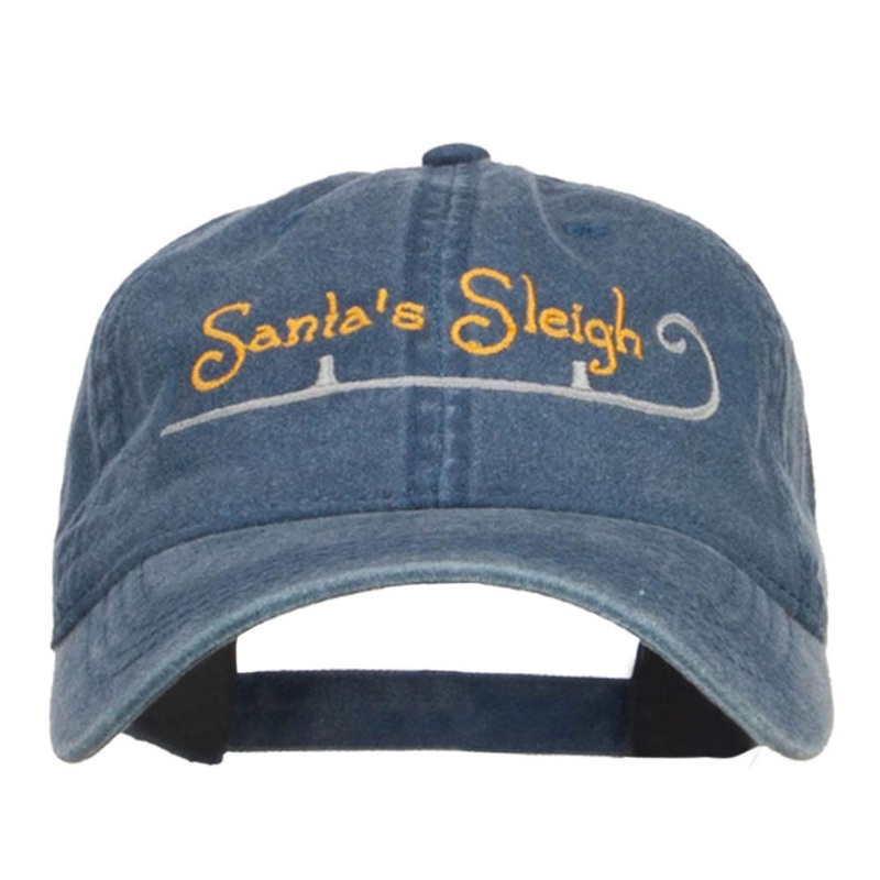 Santa’s Sleigh Embroidered Washed Cap Navy One Size