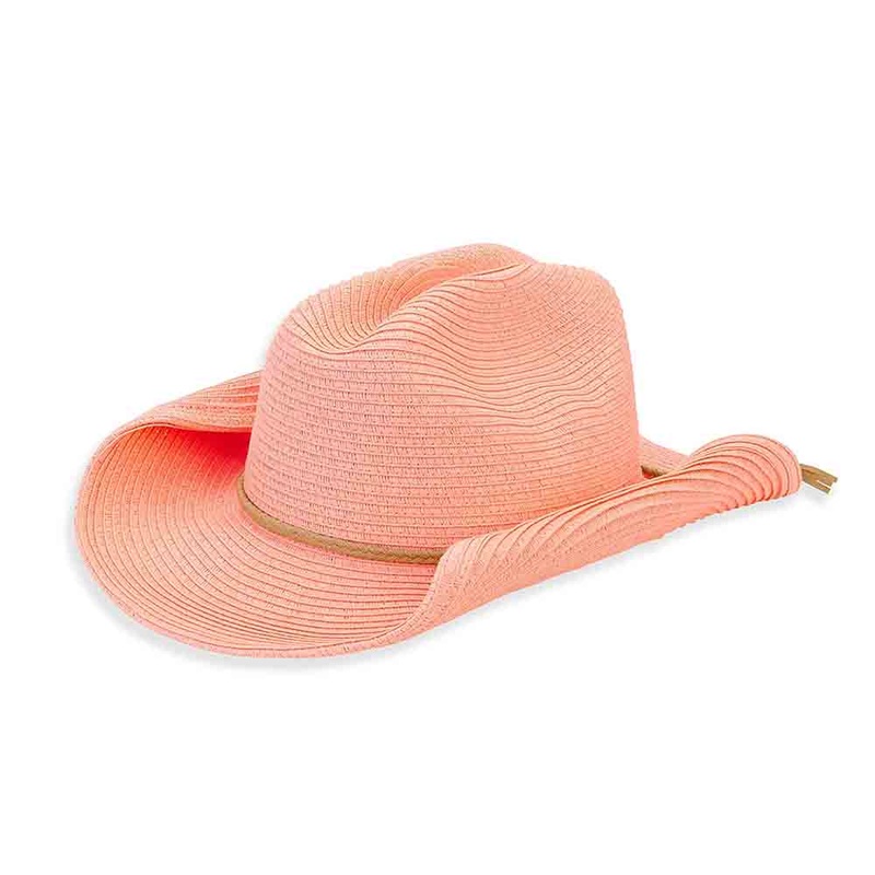 Small Heads Pink Straw Cowgirl Hat – Sunny Dayz Petite Hats Pink Small (54 cm)