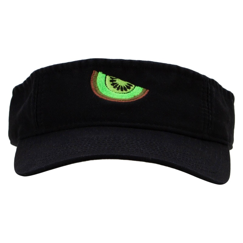 Sweet Fresh Kiwi Embroidered Pro Style Cotton Twill Washed Visor Black One Size