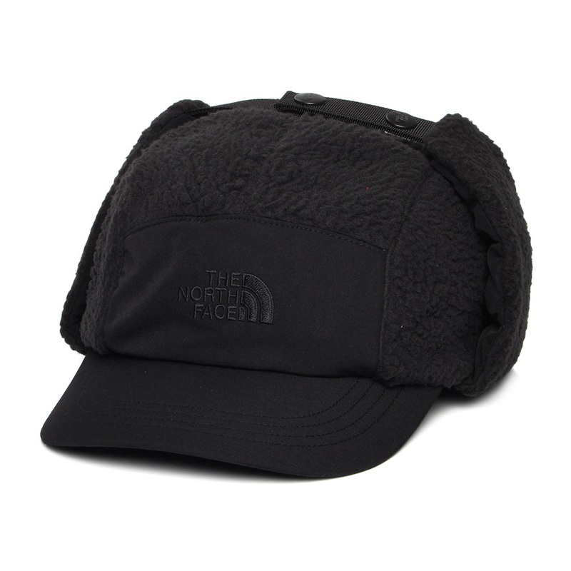 The North Face Hats Cragmont Water Repellent Fleece 5 Panel Cap With Earflaps – Black Small/Medium