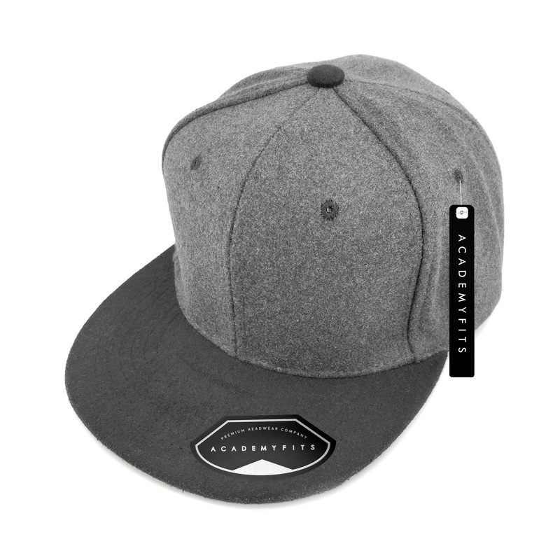 Academy Fits Wool Strapback Hat 1019B Gray/Black
