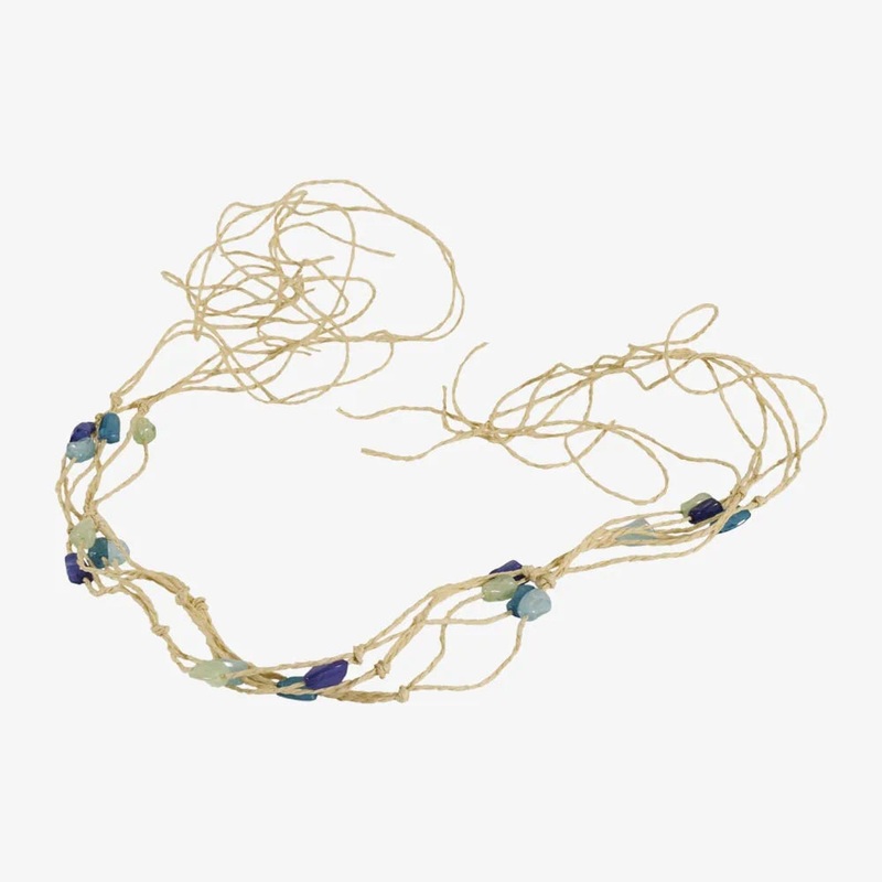 Bragg | Opaque Stones Tied on Natural Twine Hat Band Multicolor OS