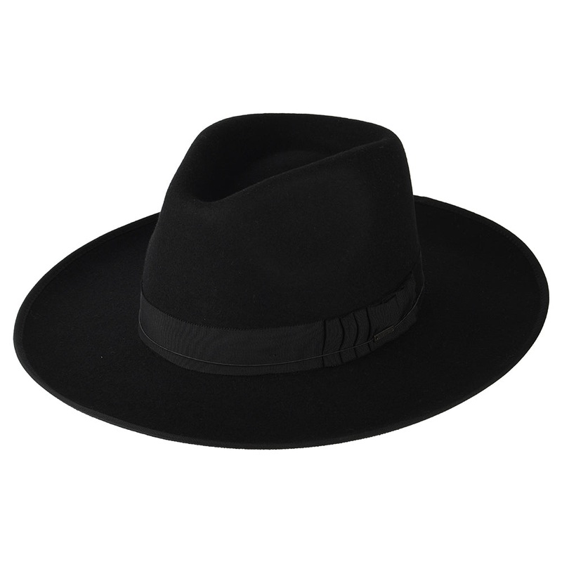 Brixton Hats Reno Wool Felt Fedora Hat – Black Small-56cm