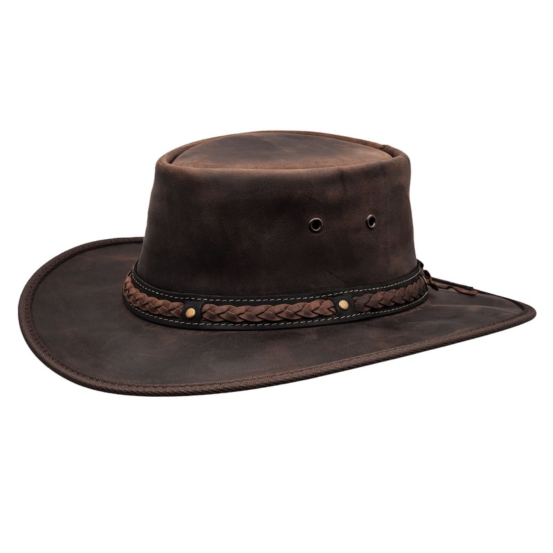 Classic Traveler Bronco Full-Grain Australian Cattle Leather Hat – Red Rock Hats Brown Small (53 cm)