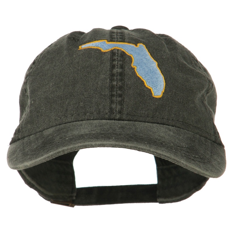 Florida State Map Embroidered Washed Cap Black One Size
