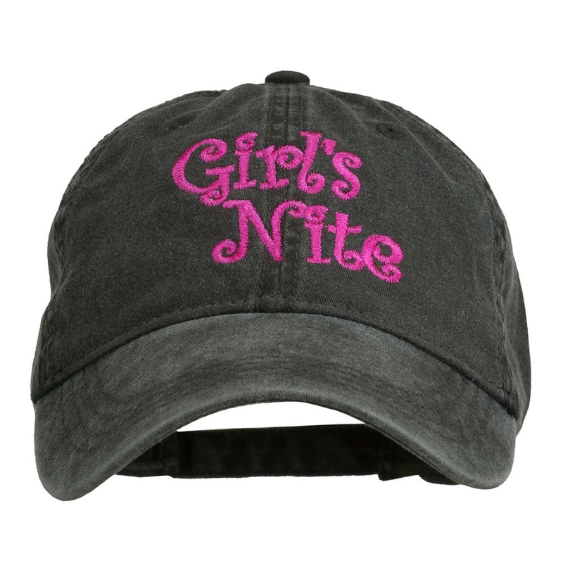 Girl’s Nite Embroidered Pigment Dyed Brass Buckle Cap Black One Size