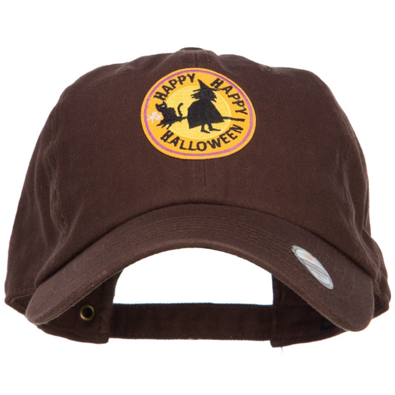 Happy Happy Halloween Patched Unstructured Cap Brown One Size