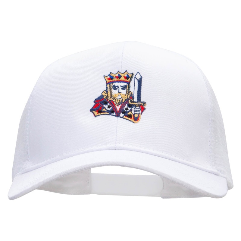 King of Cards Embroidered Solid Cotton Prostyle Twill Mesh Cap White One Size