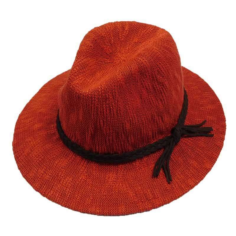 Knit Safari Hat with Suede Band Rust
