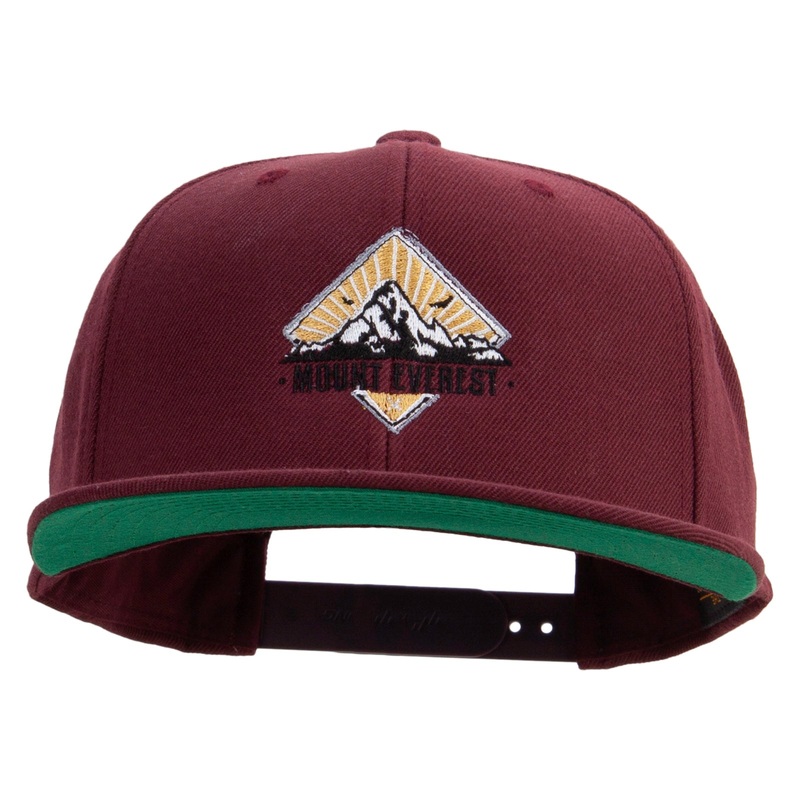 Mount Everest Embroidered Wool Blend Prostyle Snapback Cap Maroon One Size