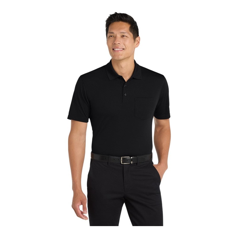 Port Authority K110P Dry Zone UV Micro-Mesh Pocket Polo Deep Black XS