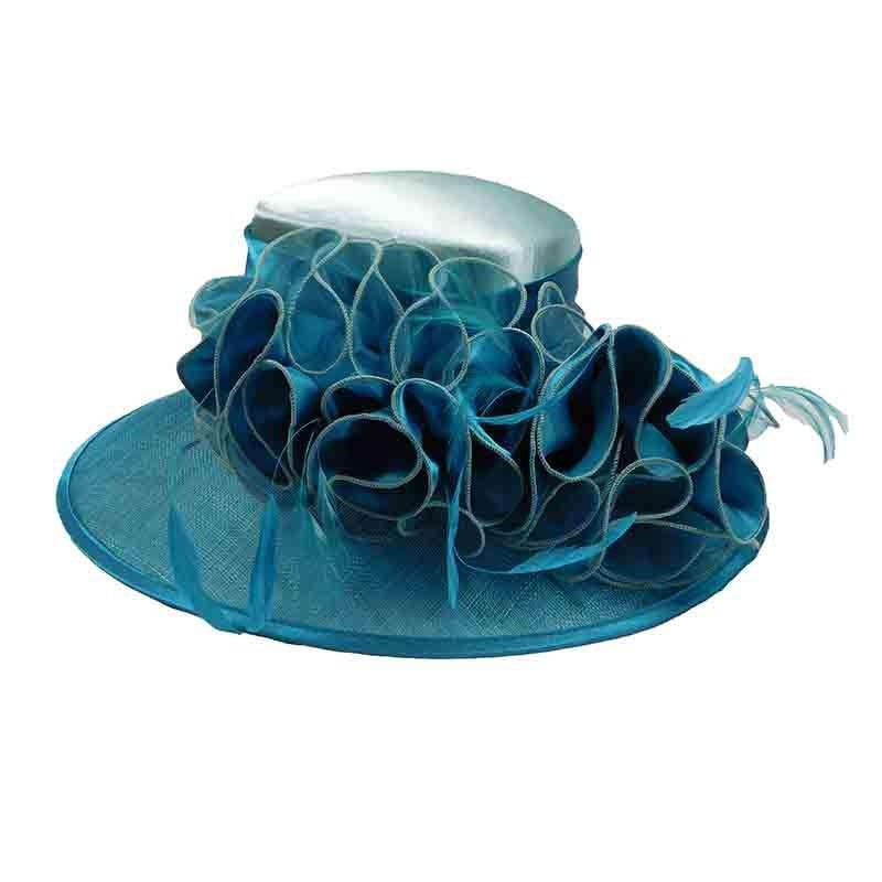 Teal Dress Hat with Lily Bouquet Teal