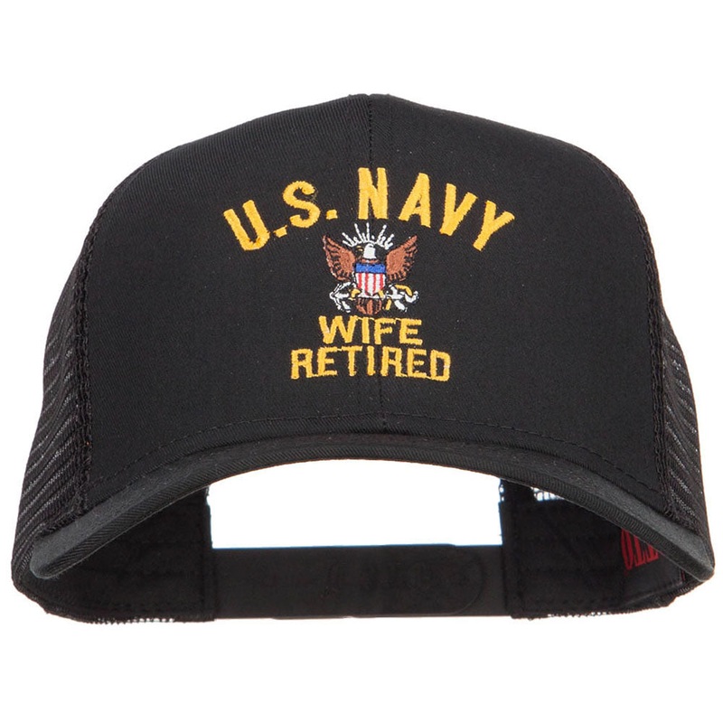 U.S. Navy Wife Retired Embroidered Mesh Cap Black One Size