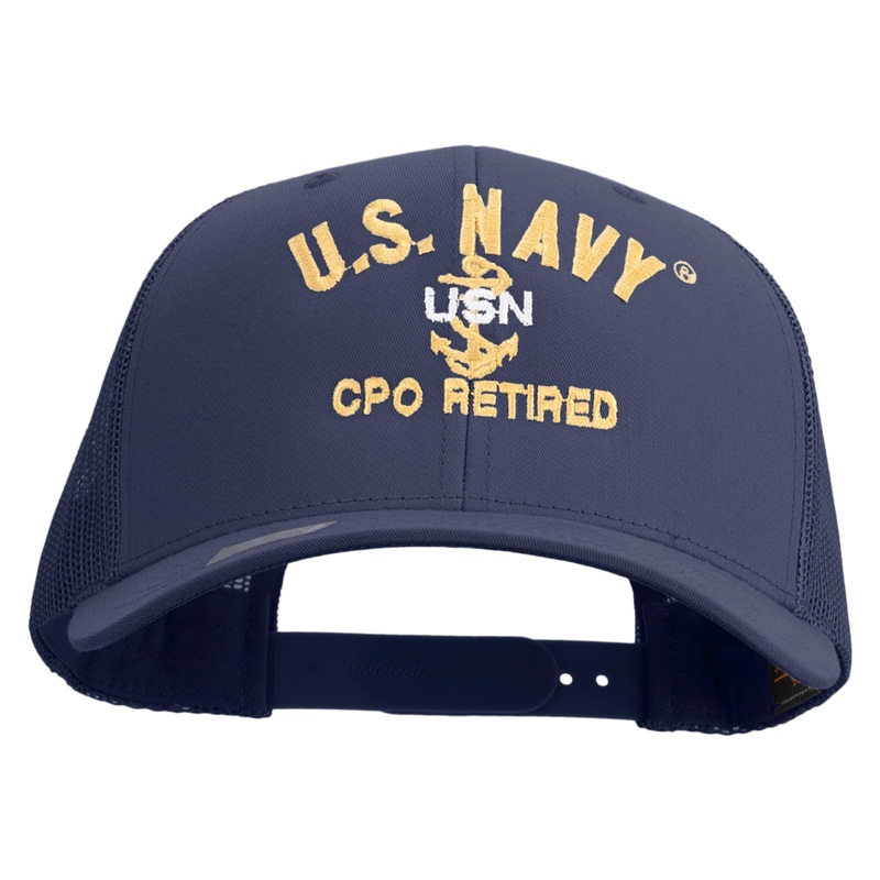 US Navy USN CPO Retired Embroidered Retro Trucker Cap Navy One Size