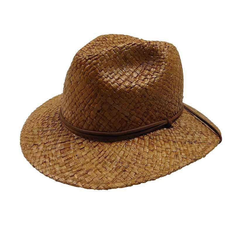 Woven Raffia Safari Hat with Chin Cord – DPC Global Trends Brown S/M (21 1/2″-22 2/5″)