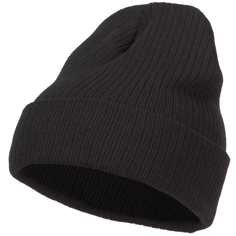 Big Size Cuff Long Beanie Black XL-3XL
