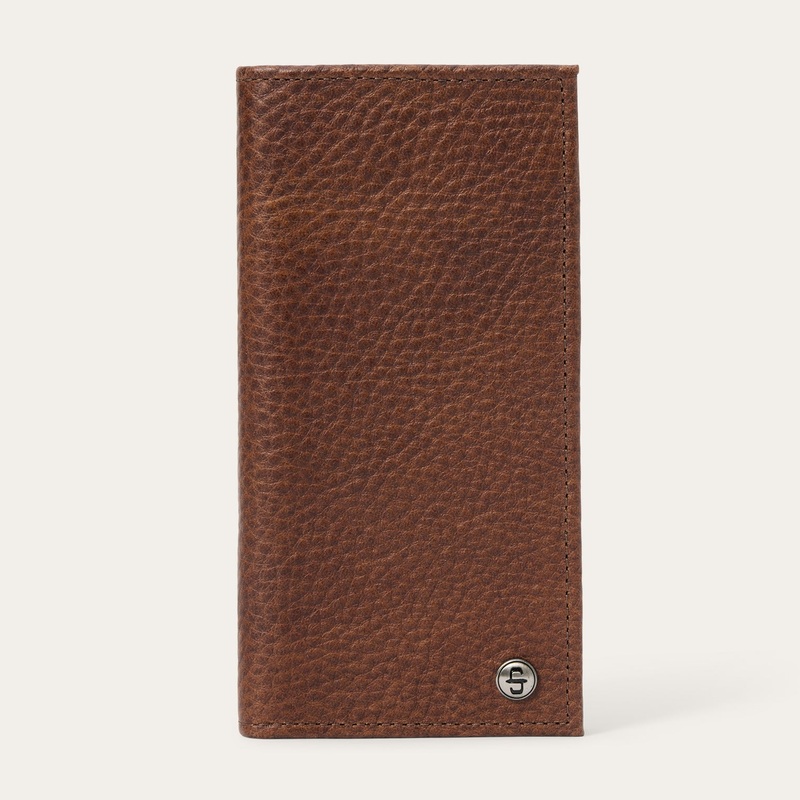 Bison Leather Stetson Rivet Checkbook Wallet Hazelnut Bison O/S