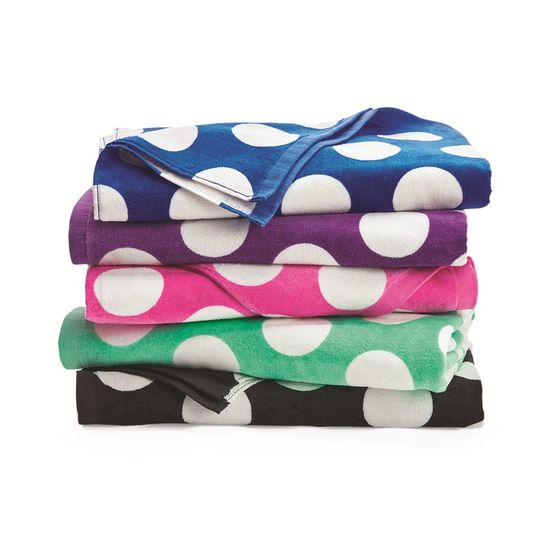 Carmel Towel Company Polka Dot Velour Beach Towel – C3060P Black