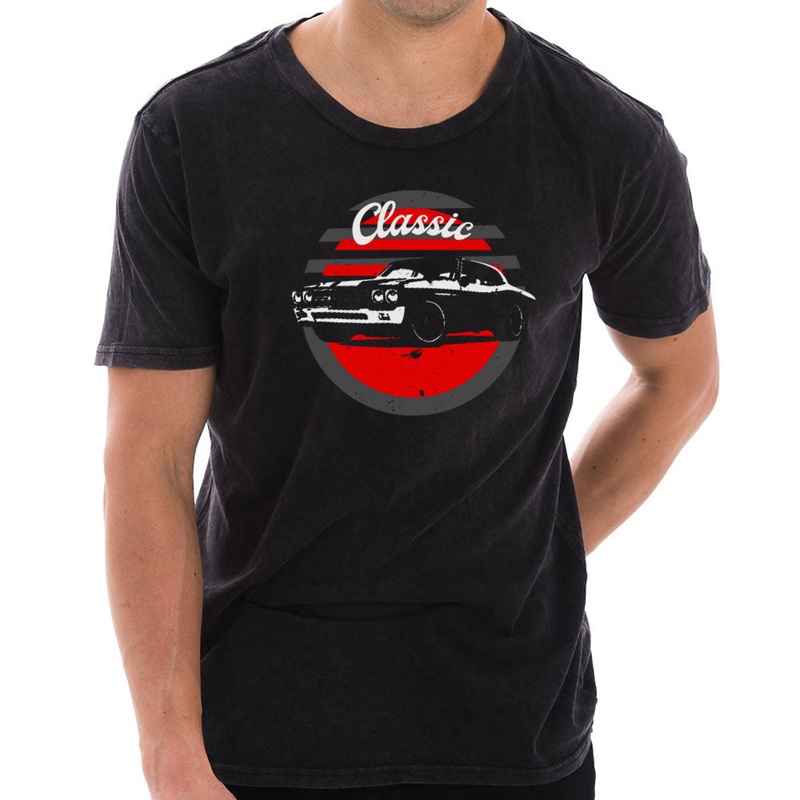 Classic Muscle Car Designed Unisex Cotton Vintage Short Sleeve T-Shirt Vintage Black XS