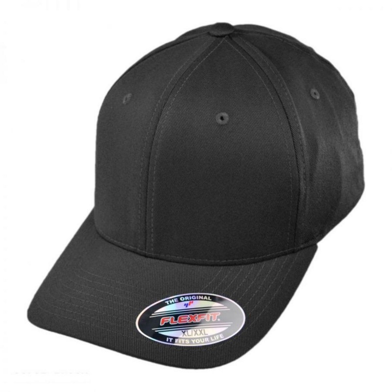 Combed Twill MidPro Flexfit Fitted 7 3/8 – 8 Baseball Cap BLACK L-XXXL
