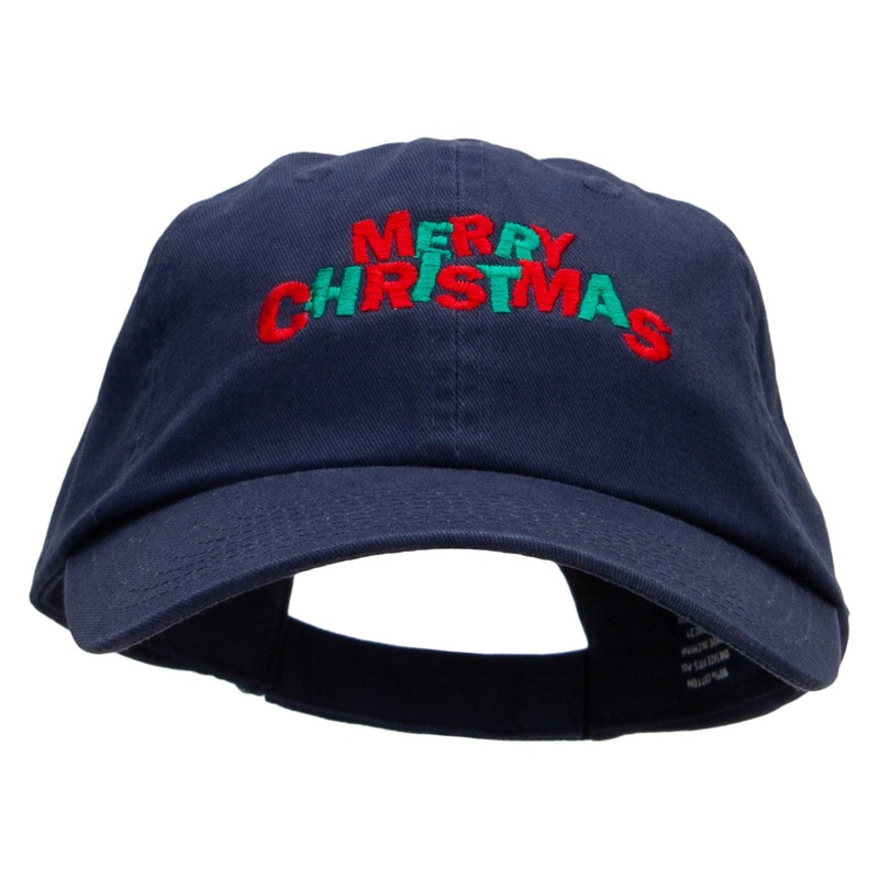 Green and Red Christmas Embroidered Low Profile Dyed Cotton Twill Cap Navy One Size