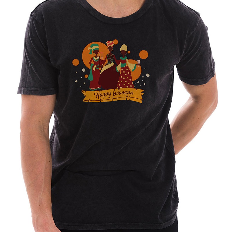 Kwanzaa Trio Graphic Design Unisex Ring Spun Cotton Vintage Short Sleeve Crewneck Tee Shirt Vintage Black XS