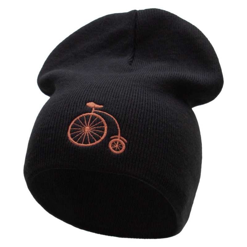 Made in USA A Circus Bike Embroidered 8 Inch Short Beanie Black One Size