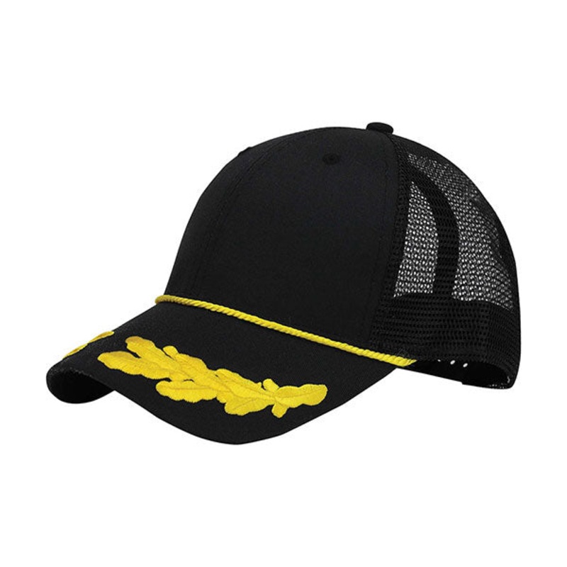 Mega Cap 6901C Captain Trucker Cap Black-Black