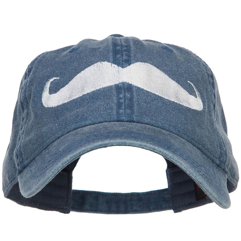 Mustache Embroidered Washed Cap Navy One Size