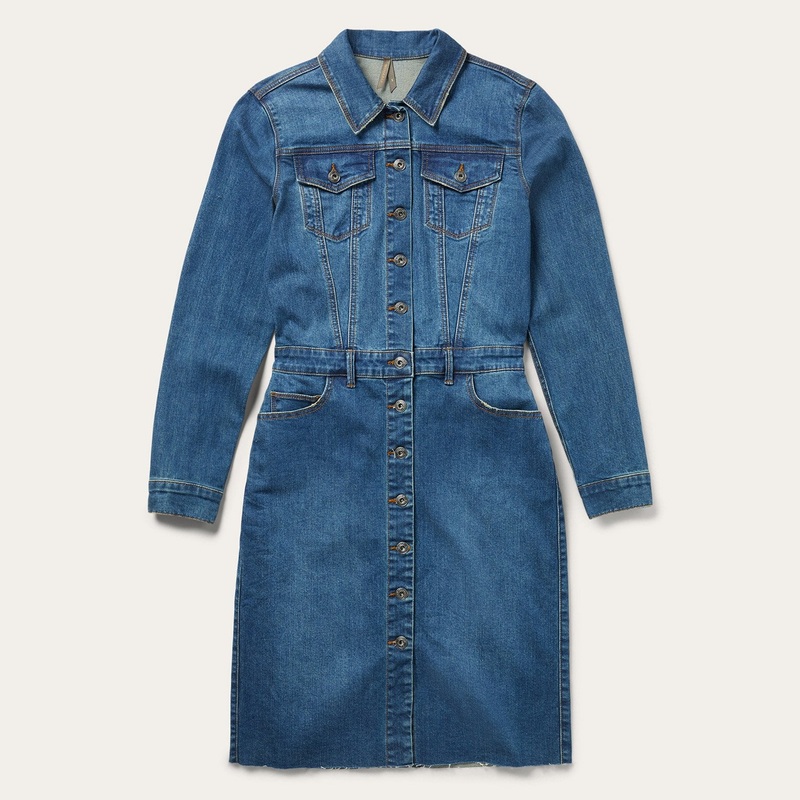 Premium Denim Shirt Dress Blue XS