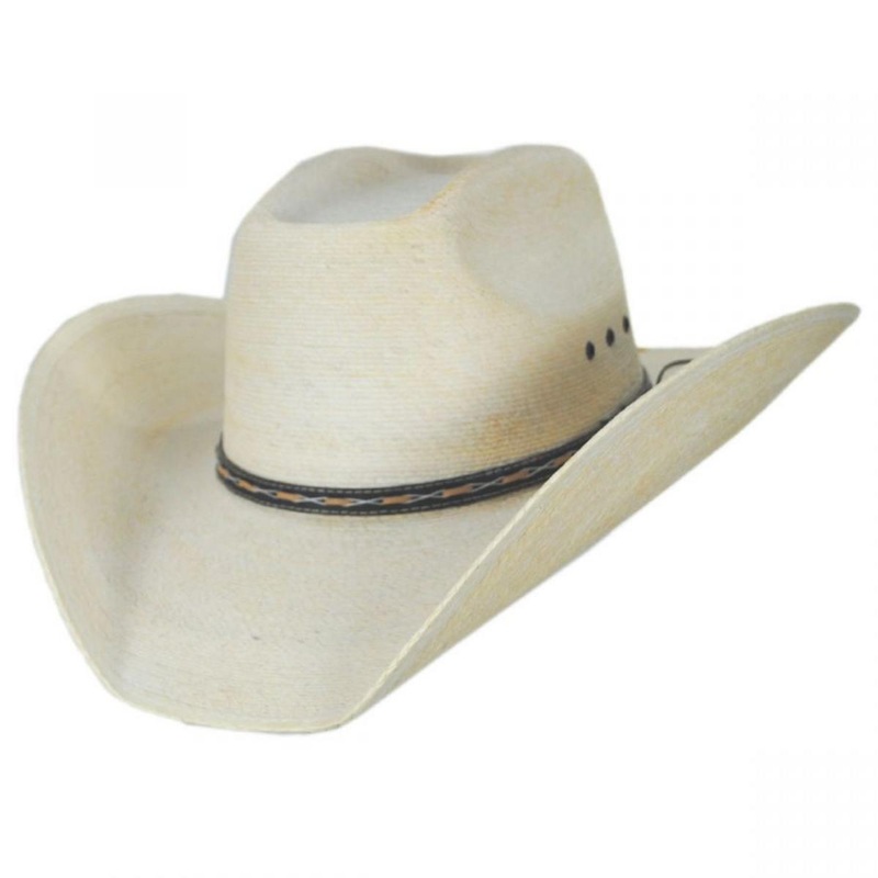 Square Palm Leaf Straw Western Hat NATURAL 6 7/8