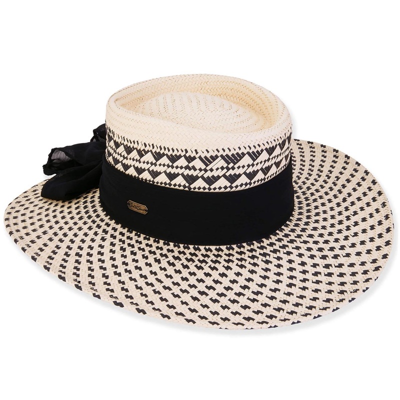 Stunning Wide Brim Ivory and Black Gaucho Hat – Sun ‘N’ Sand Hats Ivory Medium (57 cm)