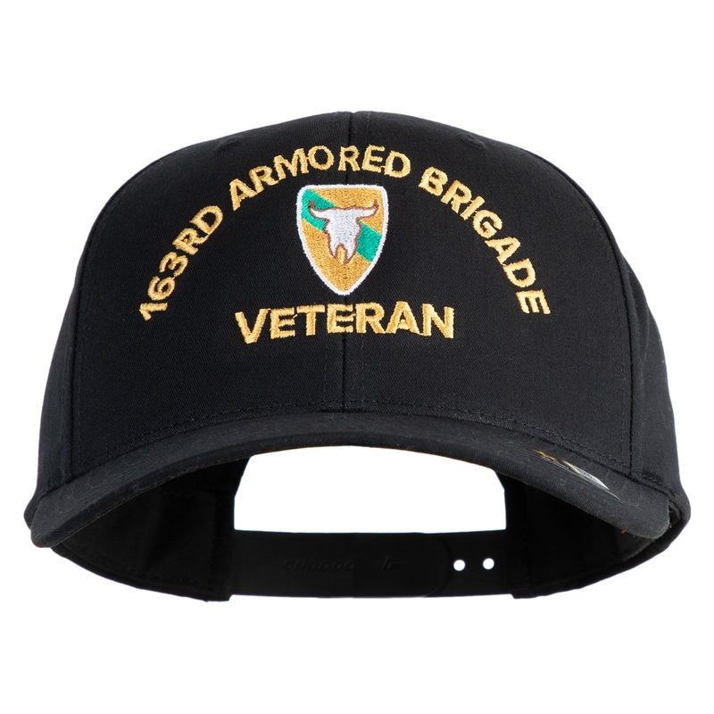 U.S. Army 163rd Armored Brigade Embroidered Retro Cotton Blend Snapback Cap Black One Size