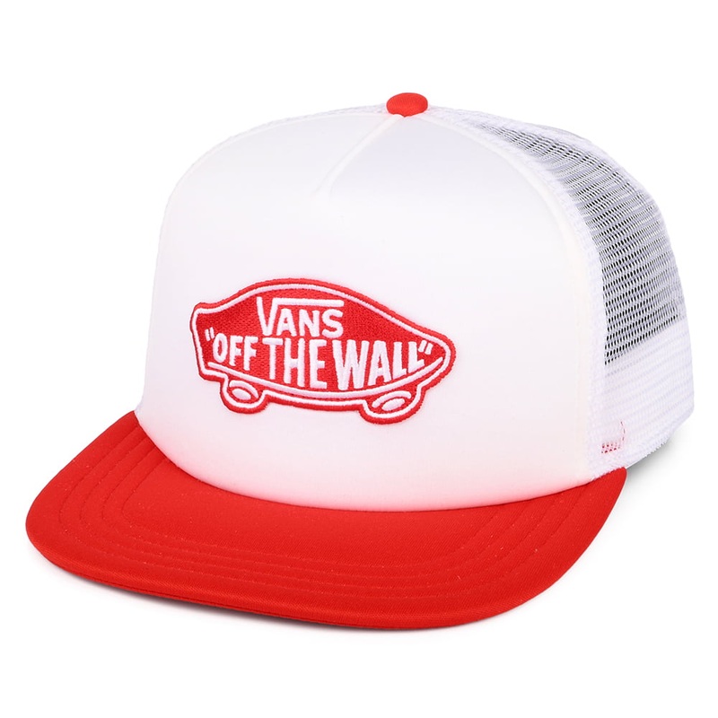 Vans Hats Classic Patch Trucker Cap – White-Bright Red Adjustable