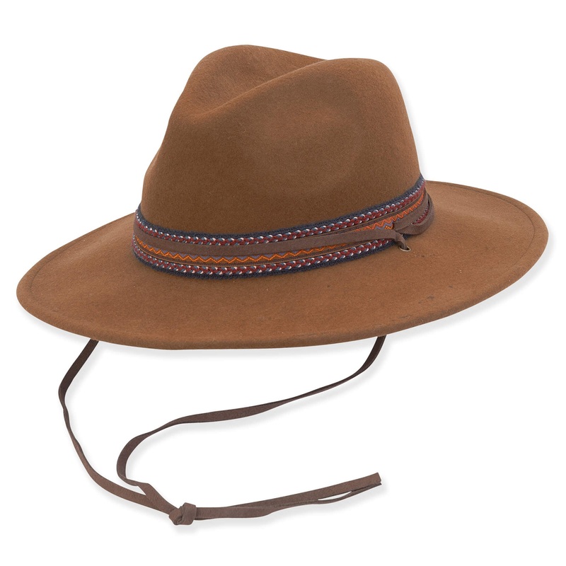 Wool Felt Safari Hat with Suede Chin Strap – Adora Hats Tan Medium (57 cm)