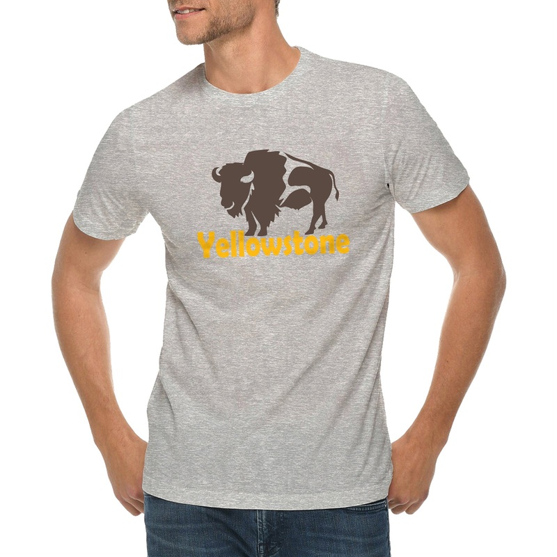 Yellowstone Park Buffalo Graphic Design Deluxe Jersey T-Shirt Heather Grey XS