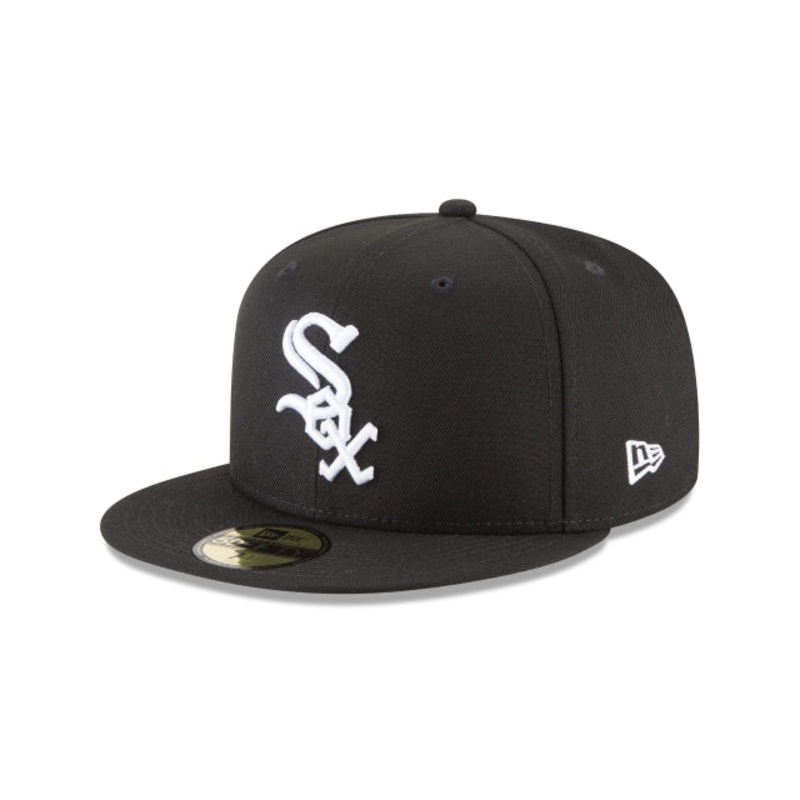Chicago White Sox Black and White Basic 59FIFTY Fitted Hat 6 7/8