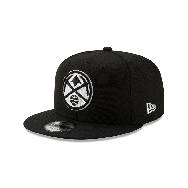 Denver Nuggets Basic Black & White 9FIFTY Snapback Hat One Size