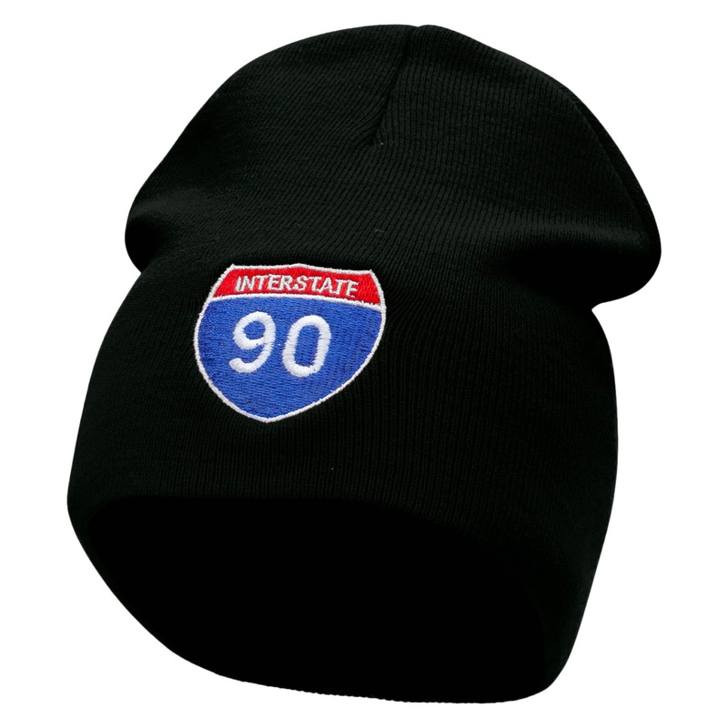 Interstate Freeway 90 Embroidered 8 Inch Short Beanie Black One Size