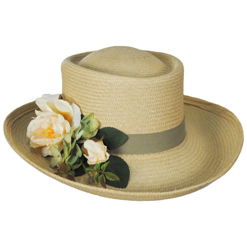 Rose Panama Straw Gambler Dress Hat – Made to Order NATURAL ONE SIZE FITS MOST