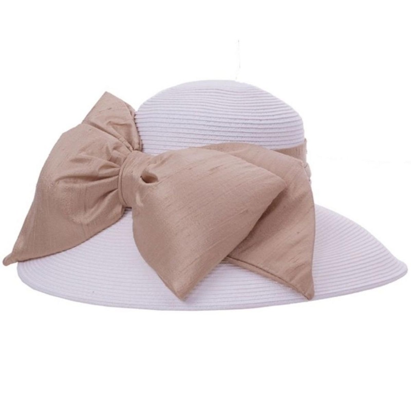Silk Bow Toyo Straw Lampshade Hat – Made to Order WHITE/NATURAL ONE SIZE FITS MOST